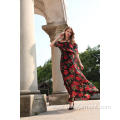 Ladies' Dresses Red Floral Off Shoulder Maxi Dress Supplier